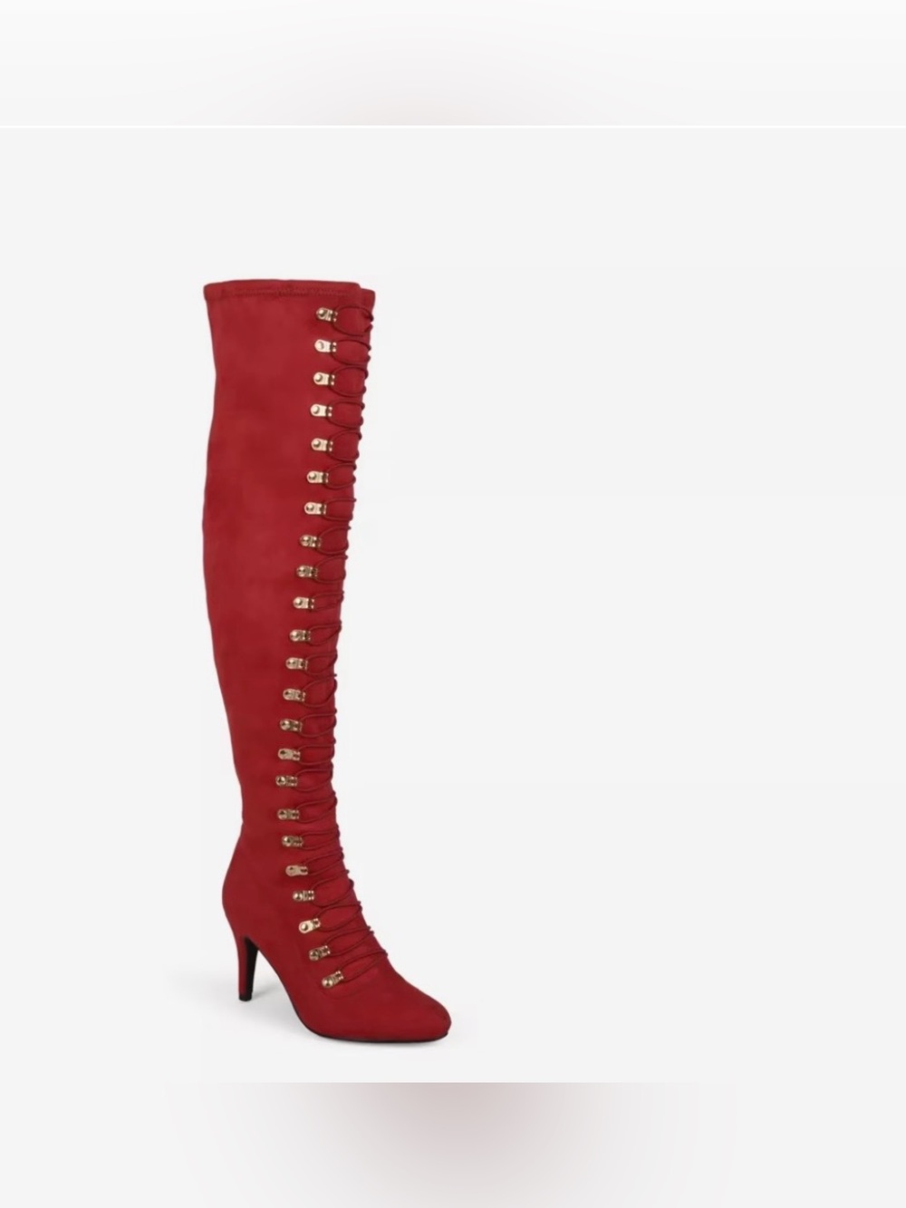 Journee Collection Red Over-the-Knee Lace-Up Heeled Boot